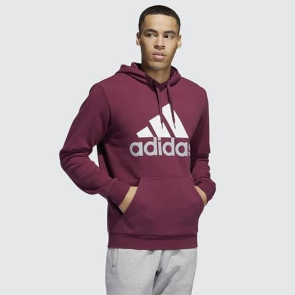 NWT Adidas Men's Badge of Sport Two Tone Hoodie Victory Crimson Size L - Picture 1 of 10
